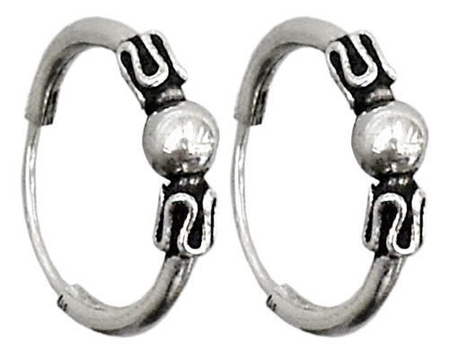 Aros Argollas Bali Empavonadas 14mm Plata 925 Mujer Nena