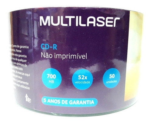 50 Mídia Virgem Cd Multilaser Logo 700mb 80min Cd051 Cdr