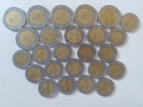 Monedas: Nuevos Pesos. De 1992 A 1995. 5, 2 Y 1 Pesos.