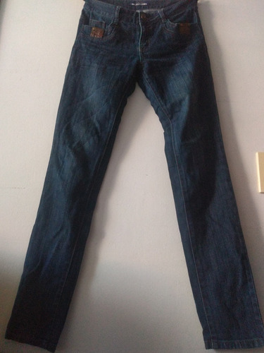 Jeans Azul Mujer Talla 38 Aplicaciones En Cuerina