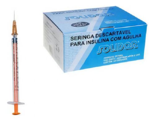 Seringa 1ml C/ Ag 13x 0,45 Solidor - Caixa 100 Unidade Capacidade em volume 1 mL