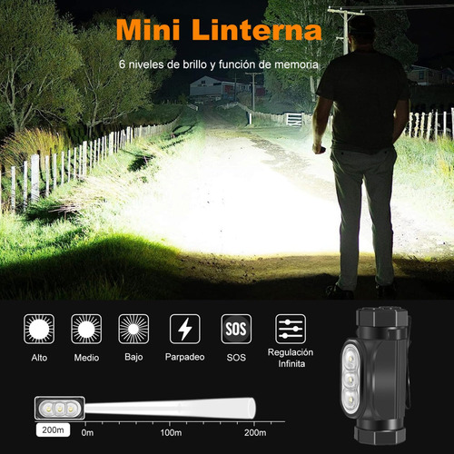 Lampara Cabeza, Linterna De Cabeza Ip68 Recargable,