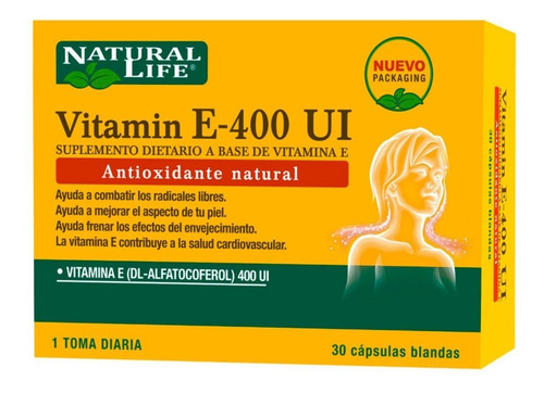 Vitamina E Natural Life 400ui  30 Capsulas