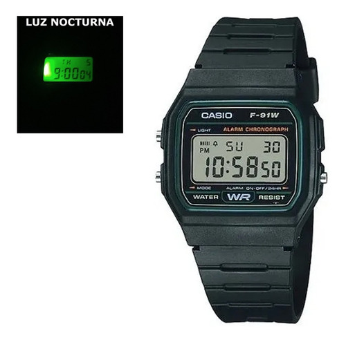 Reloj de pulsera Casio Collection F-91 de cuerpo color negro