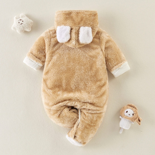 Conjunto De Mameluco Sólido Cómodo Y A La Moda Para Bebés Marrón Claro 0-3 M