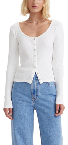 Polo Mujer Ls Britt Snap Front Top Blanco Levis A4759-0017