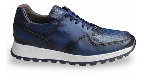 Tenis Azul Piel Auténtica Casual Hpirezzi