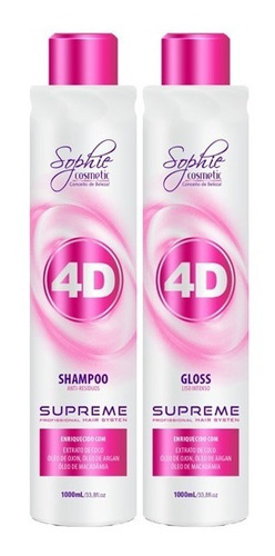 Kit Progressiva 4d Supreme Shampoo Antiresiduo 1l + Gloss 1l
