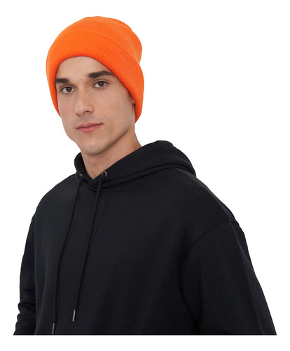 Gorro Lana Liso Color Naranja Corona