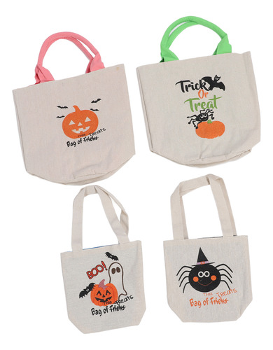 Bolsa De Lona Trick Or Treat, 4 Unidades, Caramelos Y Aperitivos Individuales
