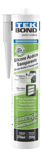 Silicone Incolor Transparente Acético Vedação 270ml Tek Bond