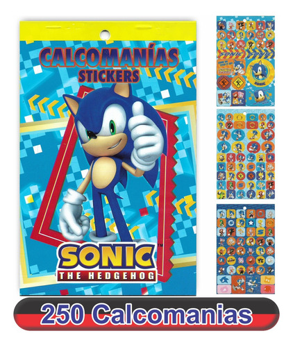 Block De Stickers Sonic Granmark Papel Couche Adhesivo 250pz Color Azul