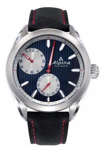 Reloj Hombre Alpina Al-650nssr5 Cuarzo Pulso Negro En Cuero