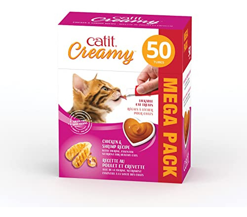 Cat Treat Catit, Cremoso Y Lamible, Pollo Y Camarones, Paque