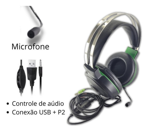 Fone De Ouvido Headset C/ Microfone P/ Gamer Jogo Pc Ka-906