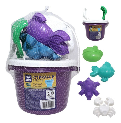 Kit Baldinho De Praia/ Brinquedos De Praia 8 Peças Sortidas