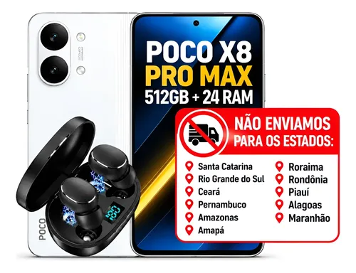 Poco X8 Pro Max 5g 512gb 12+12gb Ram 8500mah Global + Fone Branco