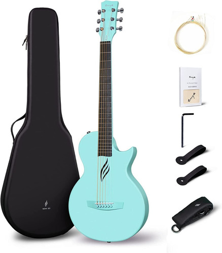 Guitarra Acustica 1/2 Fibra Carbono Color Azul Marca Enya