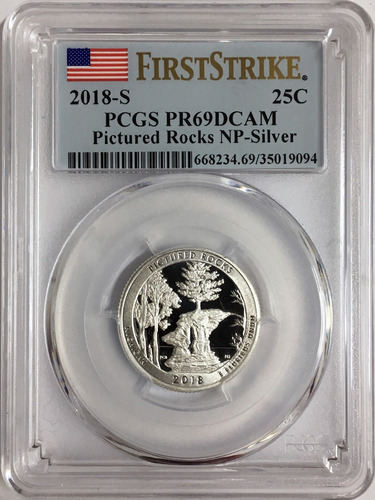 Moeda 2018-s Silver Pictured Rocks Np Quarter Pcgs Pr69dcam