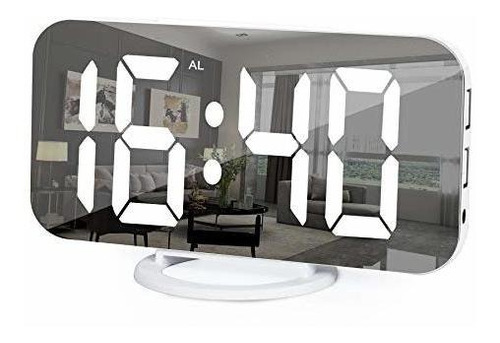 Reloj Despertador Digital, Led Con Superficie De Espejo