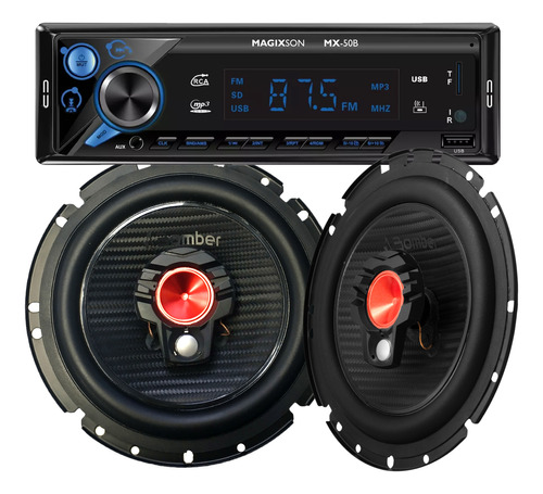 Combo Estereo Led Auto Bluetooth 1 Din Parlantes 6 Pulgadas