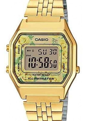 Relógio Casio Feminino Dourado Digital Floral La680wga-9cdf