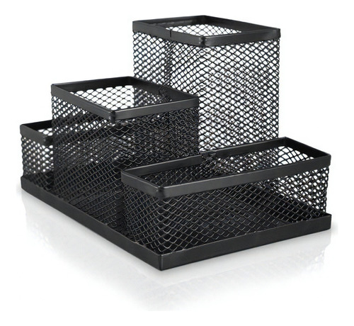 Organizador De Mesa Aramado 4 Compartimentos Preto - Keep