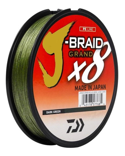 Línea multifilamento Daiwa J-Braid X8, 135 m, 0,28 mm, 30 libras, 8 hilos