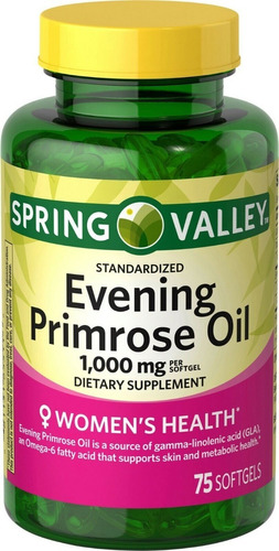 Spring Valley Evening Primrose Oil Suplem Metabólico Omega 6 Sabor Softgel