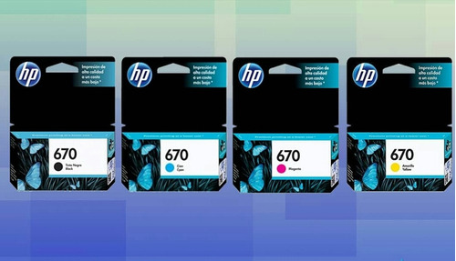 Combo Hp 670 Negro Y Colores Original 100%  