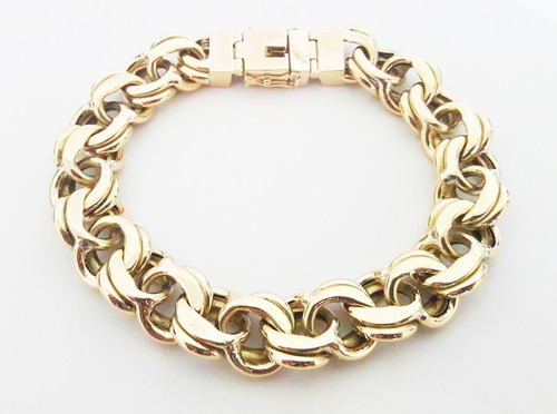 Pulseira Friso Duplo 50 Gramas 15mm Ouro 18k