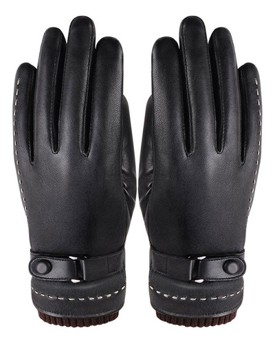 Guantes Negros De Piel Sintética Con Pantalla Táctil Para Mu