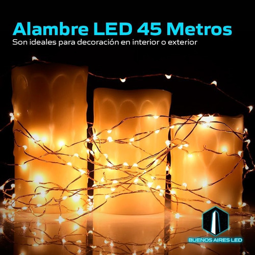 Imagen 4 de 10 de Alambre Luces Led 45 Metros Calido Exterior 220v Navidad