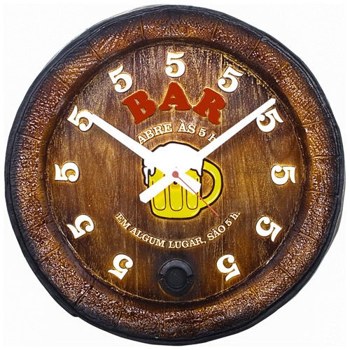 Relógio Barril Decorativo De Parede Grande - Bar