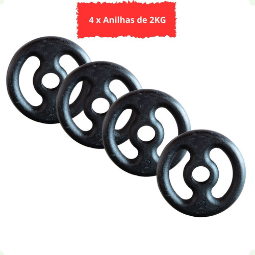Kit Com 14 Anilhas De Ferro Fundido - 60 Kg