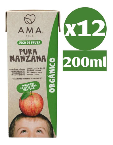 Ama Jugo De Fruta Orgánico Manzana 12x200cc Tetra