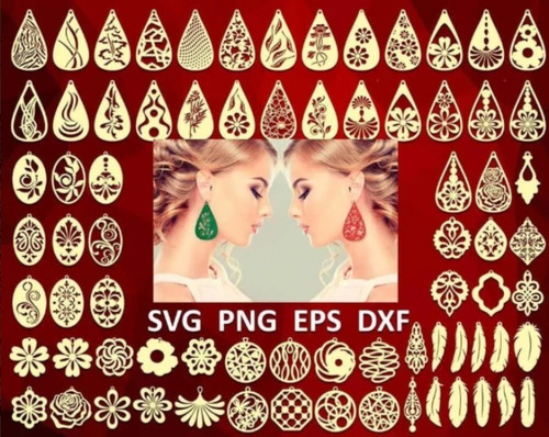 Vectores De Aretes 74 Diseños Corte Láser Cnc X041