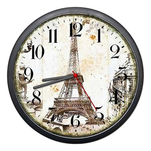 Relógio Parede Torre Eiffel Envelhecido Sala Cozinha Vintage