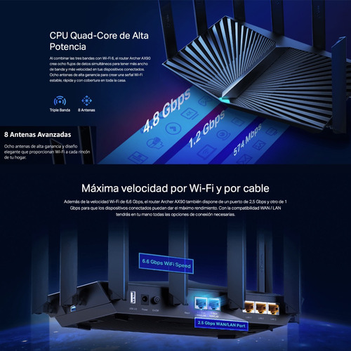 Router Tplink Rompe Muros Mesh Wifi6 Tri-band Archer Ax 2.5g