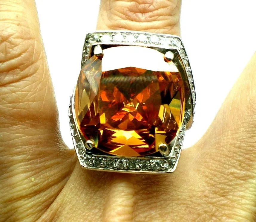 Fantastico Anillo De Plata 925 Citrino Y Zafiros