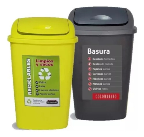 Combo Colombraro 2 Tachos De Residuos Basura 25lts 