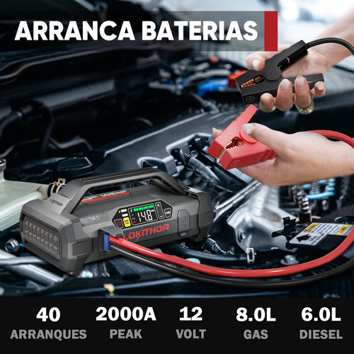 Arrancador Bateria Compresor Portátil 2000a Linterna 4 En 1