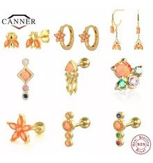 Canner-aros De Plata De Ley 925 Para Mujer, Aretes Y Piercin