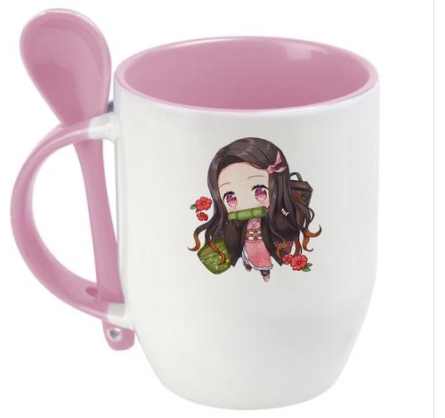 Taza De Cucharita Rosa De Nezuko Flores Demon Slayer