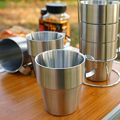 Tazas De Café De Metal De Acero Inoxidable, Apilables Con So