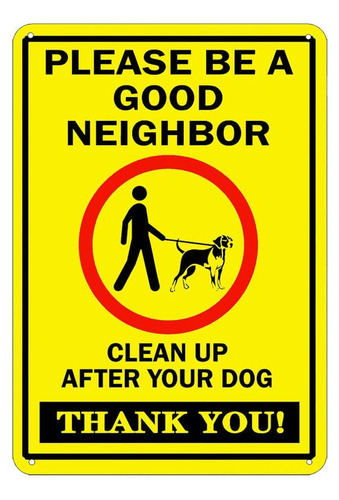 Cartel Vintage Hojalata  Caca Perro Clean Up After Your Dog