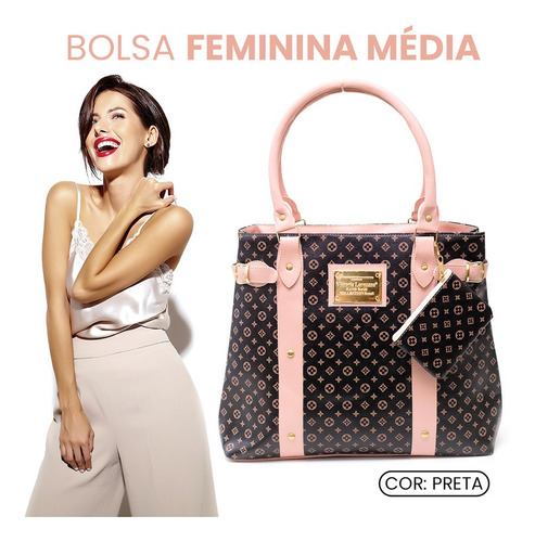 Bolsa Média Feminina Espaçosa Alça Executiva Linda Importado    