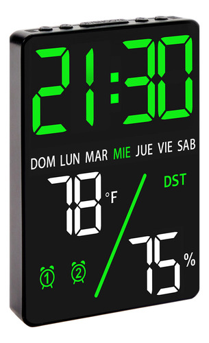 Y Reloj Despertador Digital Led Con Termómetro E Higrómetro