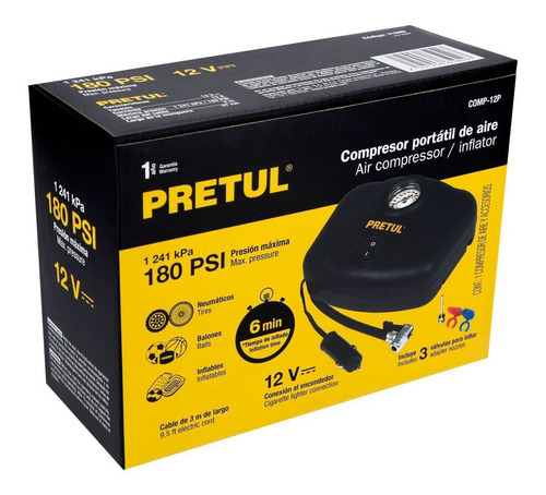 Imagen 2 de 5 de Compresor De 12 V Para Auto Inflador 250 Psi Pelota Pretul P