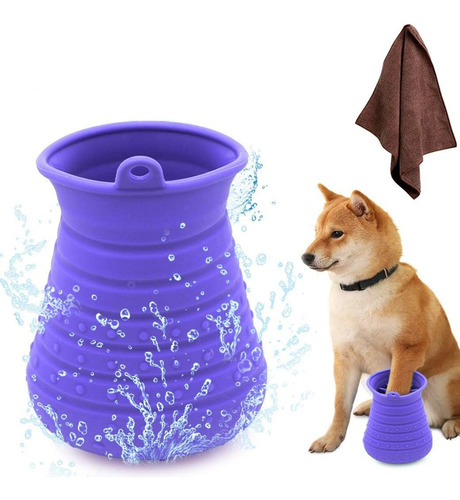 Idepet Taza Limpiadora De Patas De Perro Con Toalla Limpiado